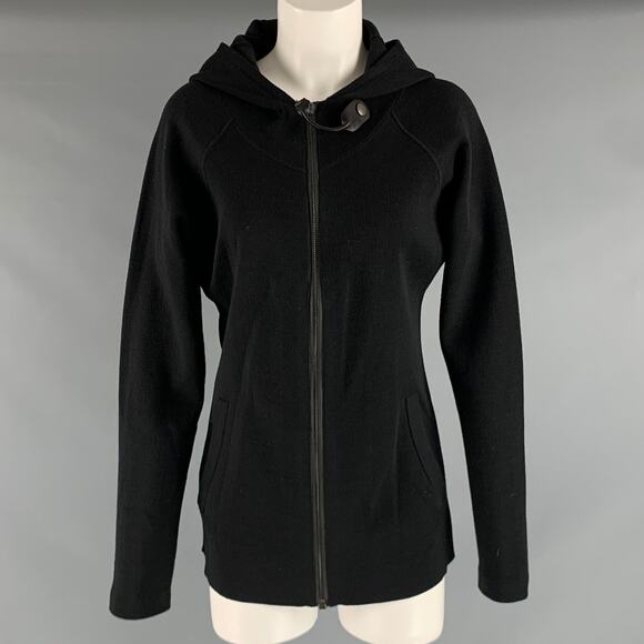 BALENCIAGA Size M Black Wool Solid Hooded Jacket - Picture 1 of 5